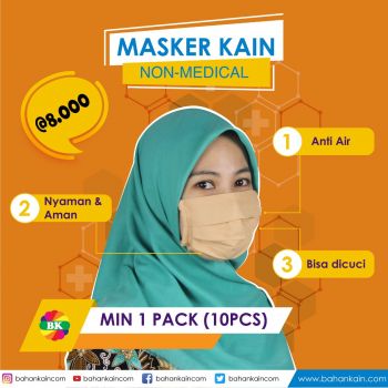 Masker Kain Non-Medical Anti Air Harga Per Pack (10 PCS)